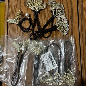 Elegant Gold and Silver Hair Accessories Set